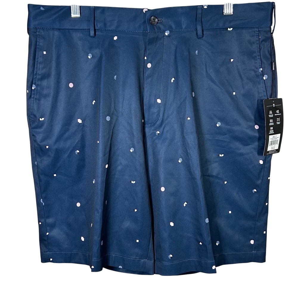 Walter Hagen Mens 38 Perfect 11 AOP Geometric Golf Shorts Navy Wrinkle Resistant